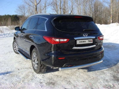 Защита заднего бампера овальная 75х42 мм ТСС для Infiniti JX35/QX60 2012-2016