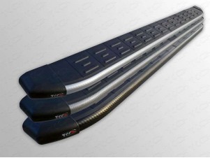 Пороги алюминиевые ТСС с накладкой для Renault Duster № RENDUST12-10AL